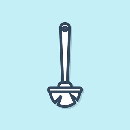 Blue line Toilet brush icon isolated on blue background. Vector Illustrationのイラスト素材