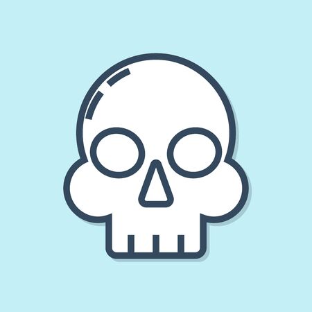 Blue line Skull icon isolated on blue background. Happy Halloween party. Vector Illustrationのイラスト素材