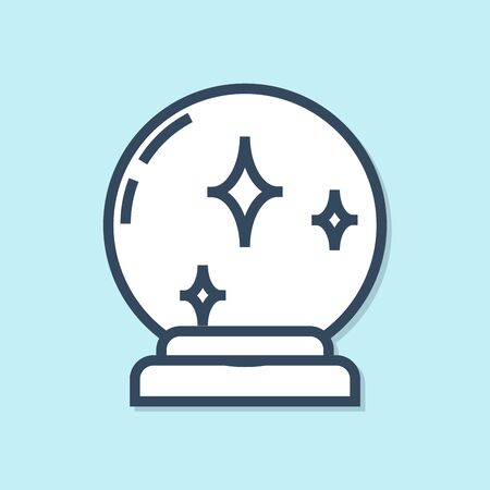 Blue line Magic ball icon isolated on blue background. Crystal ball. Vector Illustrationのイラスト素材