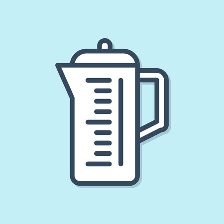 Blue line Teapot icon isolated on blue background. Vector Illustrationのイラスト素材