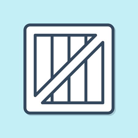 Blue line Military ammunition box with some ammo bullets icon isolated on blue background. Vector Illustrationのイラスト素材