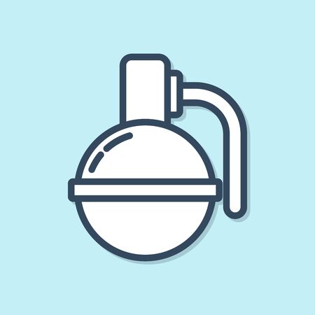 Blue line Hand grenade icon isolated on blue background. Bomb explosion. Vector Illustrationのイラスト素材