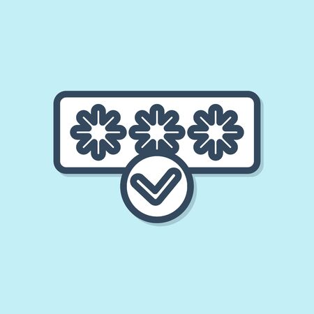 Blue line Password protection and safety access icon isolated on blue background. Security, safety, protection, privacy concept. Vector Illustrationのイラスト素材