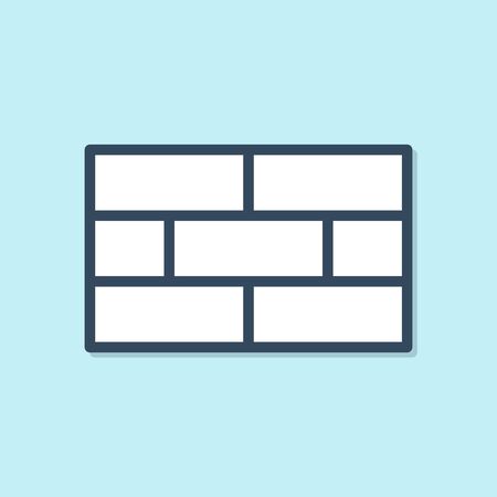 Blue line Bricks icon isolated on blue background. Vector Illustrationのイラスト素材