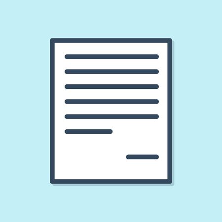 Blue line Document icon isolated on blue background. File icon. Checklist icon. Business concept.  Vector Illustrationのイラスト素材