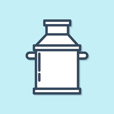 Blue line Can container for milk icon isolated on blue background. Vector Illustrationのイラスト素材