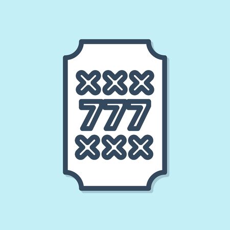 Blue line Slot machine with lucky sevens jackpot icon isolated on blue background. Vector Illustrationのイラスト素材