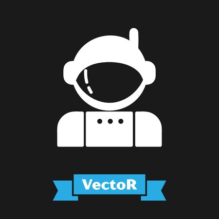 White Astronaut icon isolated on black background. Vector Illustrationのイラスト素材