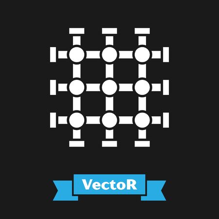 White Prison window icon isolated on black background. Vector Illustrationのイラスト素材