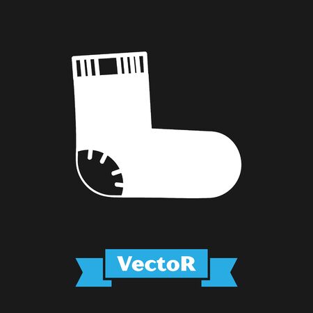 White Baby socks clothes icon isolated on black background. Vector Illustrationのイラスト素材