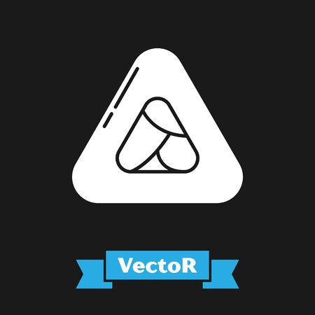 White Sushi icon isolated on black background. Traditional Japanese food. Vector Illustrationのイラスト素材