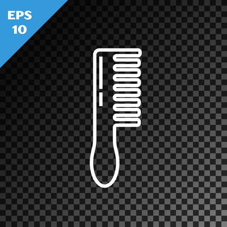 White line Hairbrush icon isolated on transparent dark background. Comb hair sign. Barber symbol. Vector Illustrationのイラスト素材