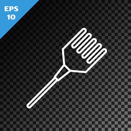White line Hairbrush icon isolated on transparent dark background. Comb hair sign. Barber symbol.  Vector Illustrationのイラスト素材