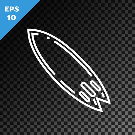 White line Surfboard icon isolated on transparent dark background. Surfing board. Extreme sport. Sport equipment. Vector Illustrationのイラスト素材