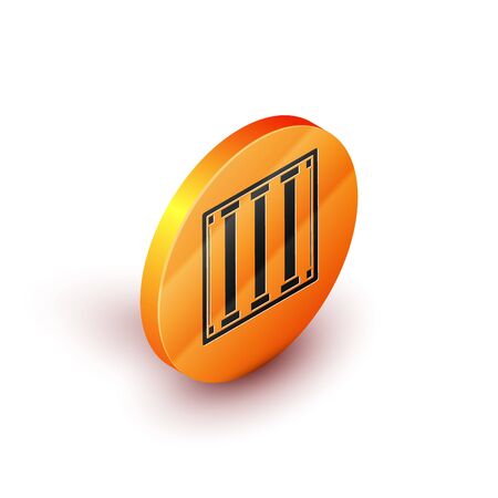 Isometric Prison window icon isolated on white background. Orange circle button. Vector Illustrationのイラスト素材