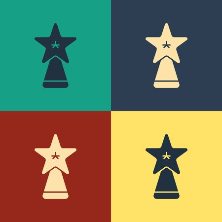 Color Christmas star icon isolated on color background. Merry Christmas and Happy New Year. Vintage style drawing. Vector Illustrationのイラスト素材