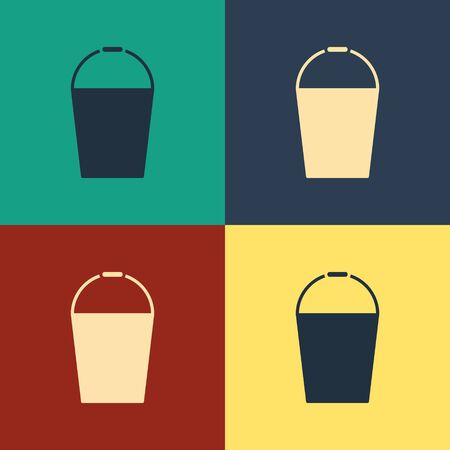 Color Bucket icon isolated on color background. Vintage style drawing. Vector Illustrationのイラスト素材