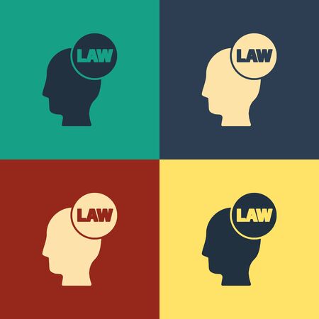 Color Head with law icon isolated on color background. Vintage style drawing. Vector Illustrationのイラスト素材