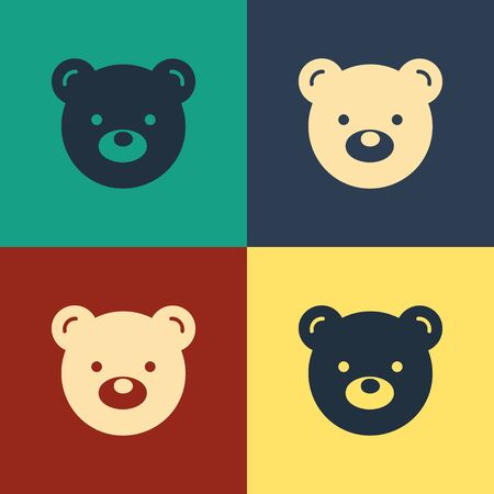 Color Teddy bear plush toy icon isolated on color background. Vintage style drawing. Vector Illustrationのイラスト素材