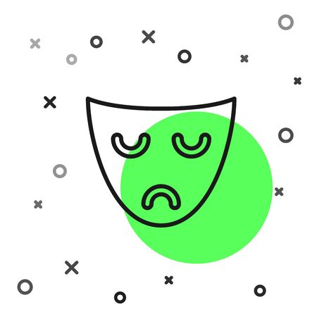 Black line Drama theatrical mask icon isolated on white background. Vector Illustrationのイラスト素材