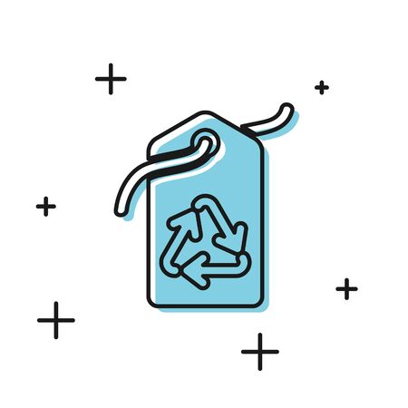Black Tag with recycle symbol icon isolated on white background. Banner, label, tag, sticker for eco green.  Vector Illustrationのイラスト素材