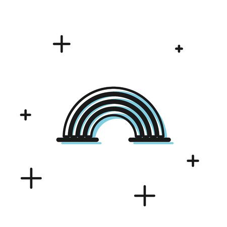 Black Rainbow with clouds icon isolated on white background. Vector Illustrationのイラスト素材