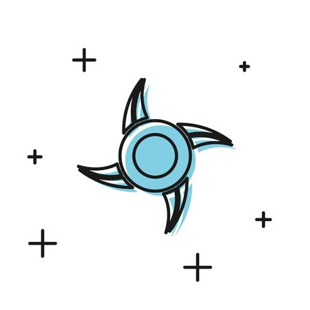 Black Japanese ninja shuriken icon isolated on white background. Vector Illustrationのイラスト素材