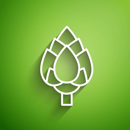 White line Hop icon isolated on green background.  Vector Illustrationのイラスト素材