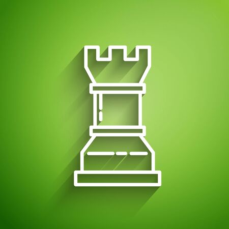 White line Business strategy icon isolated on green background. Chess symbol. Game, management, finance. Vector Illustrationのイラスト素材