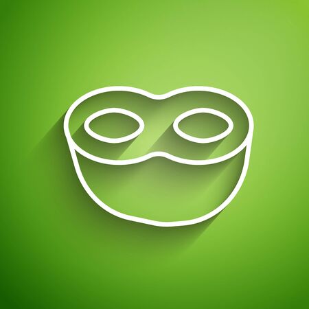 White line Festive mask icon isolated on green background. Vector Illustrationのイラスト素材