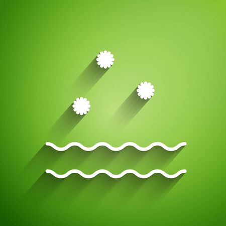 White line Cold and waves icon isolated on green background. Vector Illustrationのイラスト素材