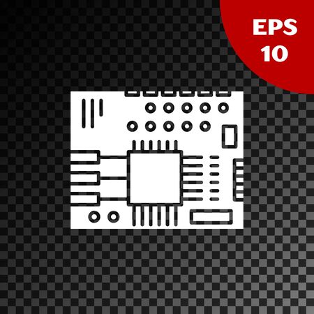 White Printed circuit board PCB icon isolated on transparent dark ...