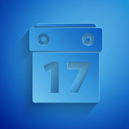 Paper cut Saint Patrick's day with calendar icon isolated on blue background. Date 17 March. Paper art style. Vector Illustrationのイラスト素材