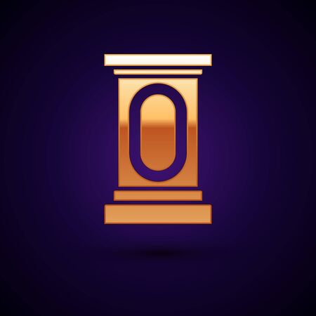 Gold Stage stand or debate podium rostrum icon isolated on dark blue background. Conference speech tribune. Vector Illustrationのイラスト素材