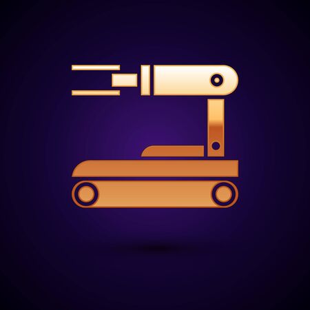 Gold Robot icon isolated on dark blue background. Vector Illustrationのイラスト素材