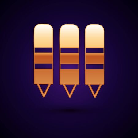 Gold Wax crayons for drawing icon isolated on dark blue background. Vector Illustrationのイラスト素材