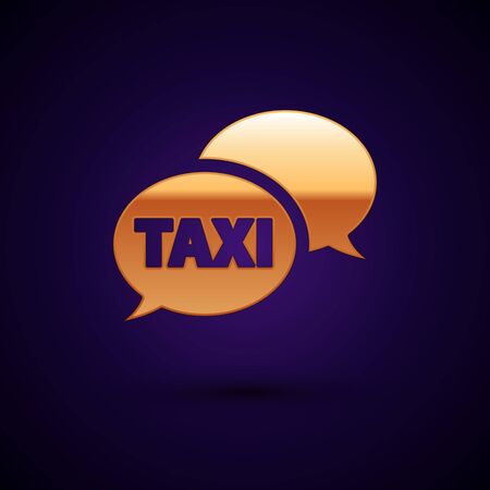 Gold Taxi call telephone service icon isolated on dark blue background. Speech bubble symbol. Taxi for smartphone. Vector Illustrationのイラスト素材