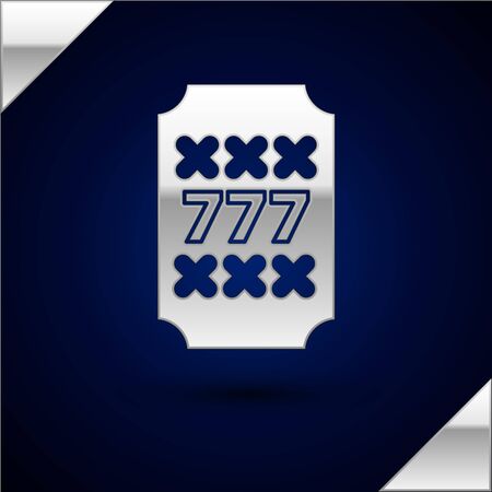 Silver Slot machine with lucky sevens jackpot icon isolated on dark blue background.  Vector Illustrationのイラスト素材