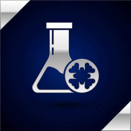 Silver Antifreeze test tube icon isolated on dark blue background. Auto service. Car repair. Vector Illustrationのイラスト素材
