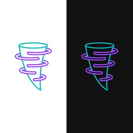 Green and purple line Tornado icon isolated on white and black background. Vector Illustrationのイラスト素材