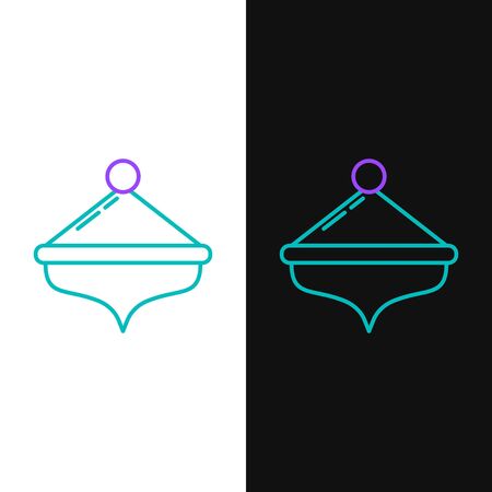 Green and purple line Hanukkah dreidel icon isolated on white and black background. Vector Illustrationのイラスト素材