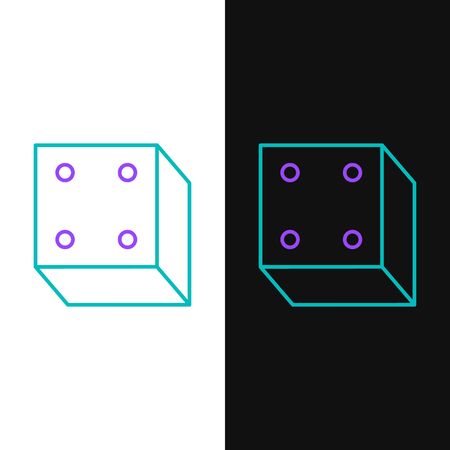 Green and purple line Game dice icon isolated on white and black background. Casino gambling. Vector Illustrationのイラスト素材