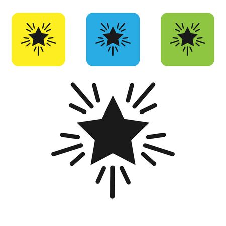 Black Christmas star icon isolated on white background. Merry Christmas and Happy New Year. Set icons colorful square buttons. Vector Illustrationのイラスト素材
