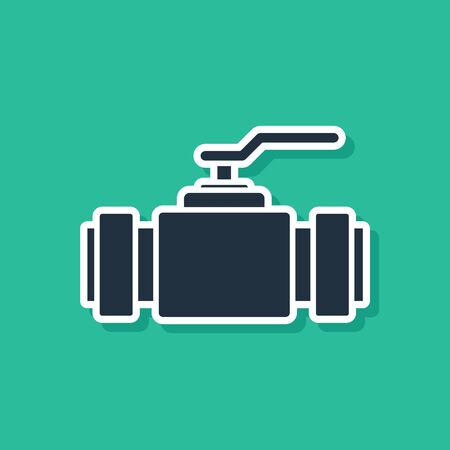 Blue Industry metallic pipes and valve icon isolated on green background. Vector Illustrationのイラスト素材