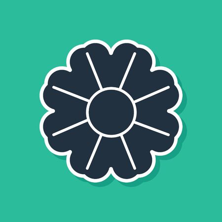 Blue Flower icon isolated on green background. Vector Illustrationのイラスト素材
