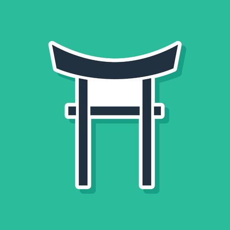 Blue Japan Gate icon isolated on green background. Torii gate sign. Japanese traditional classic gate symbol. Vector Illustrationのイラスト素材