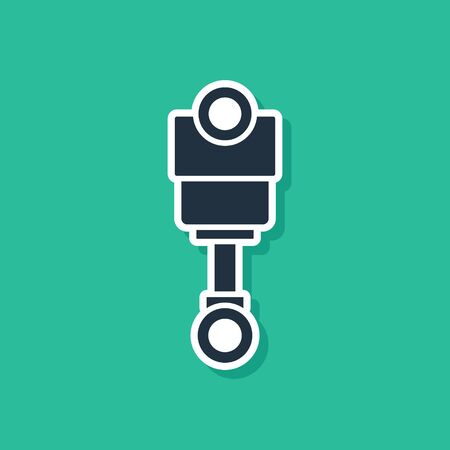 Blue Engine piston icon isolated on green background. Car engine piston sign. Vector Illustrationのイラスト素材