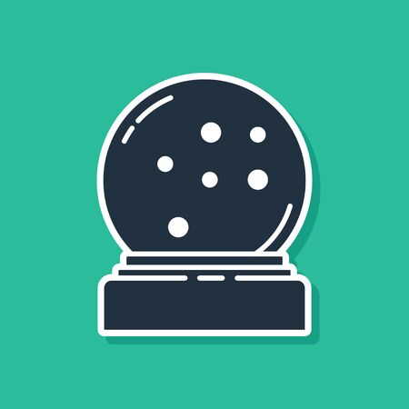 Blue Christmas snow globe with fallen snow icon isolated on green background. Merry Christmas and Happy New Year. Vector Illustrationのイラスト素材