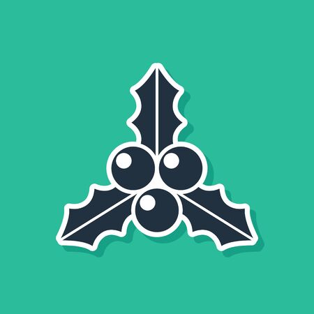 Blue Branch viburnum or guelder rose icon isolated on green background. Merry Christmas and Happy New Year. Vector Illustrationのイラスト素材