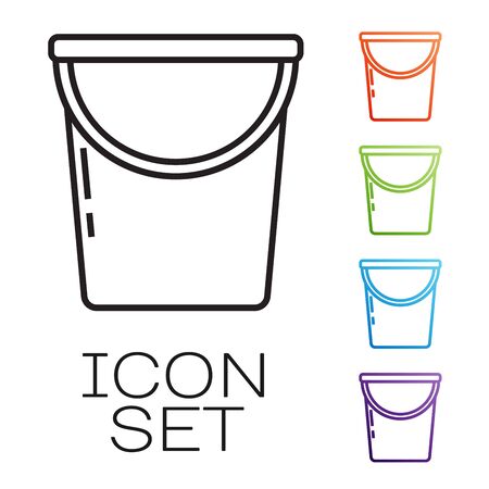 Black line Bucket icon isolated on white background. Set icons colorful. Vector Illustrationのイラスト素材